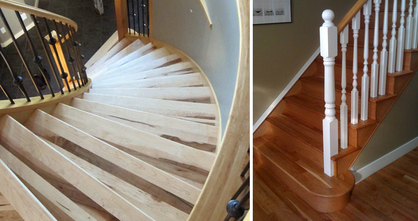 Custom hardwood floor stairways and staircases in Calgary